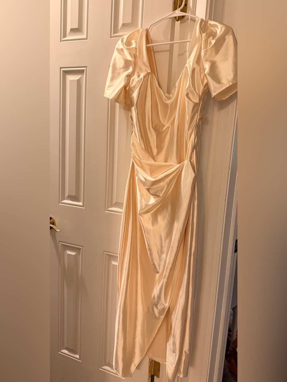 Express Satin Maxi Dress in Champagne Gold